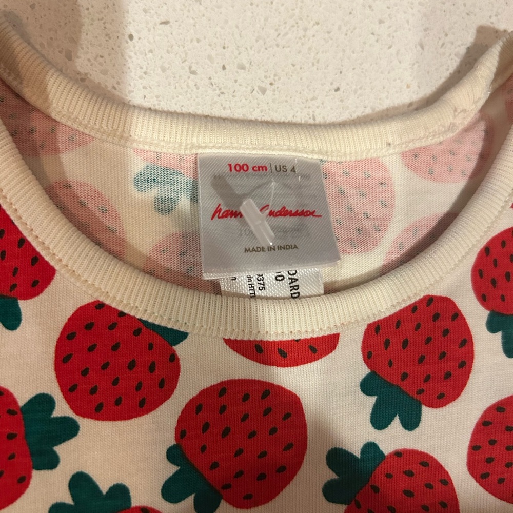 Hanna Andersson Print Pocket Dress Petite Strawberry Jam Size 4 NWOT - Picture 3 of 4